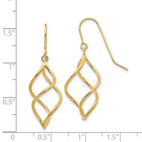 14k Polished Short Twisted Dangle Earrings - Picture 2 of 4
